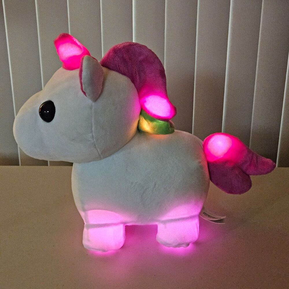 Adopt Me Neon Unicorn 12" Light Up Feature Plush Jazwares Roblox Toy No Code